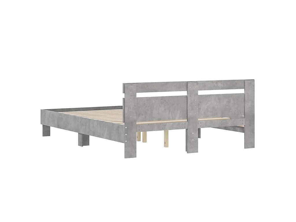 Cadre de lit sans matelas gris béton 140x190 cm