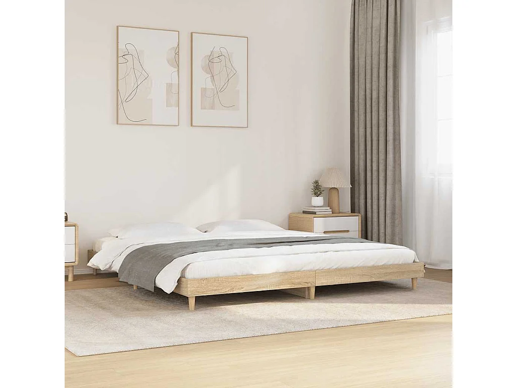 Bedframe zonder matras 200x200cm spaanplaat sonoma eikenkleurig