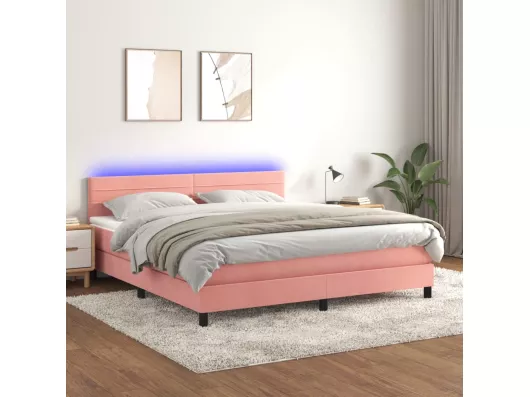 Kauf Unique Boxspringbett mit Matratze & LED Rosa 180x200 cm Samt