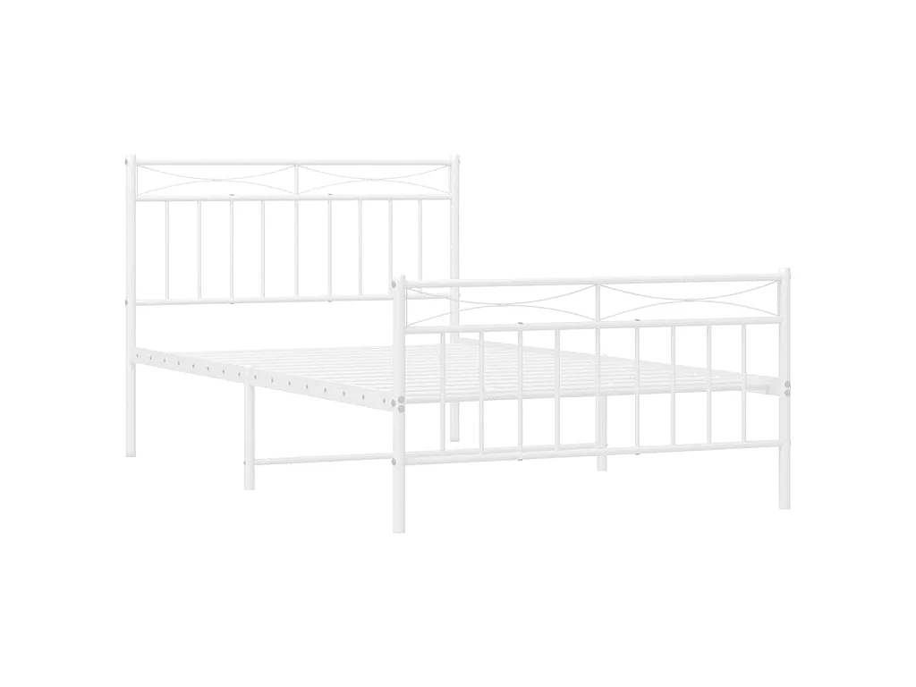 Cadre de lit métal sans matelas et pied de lit blanc 100x200 cm