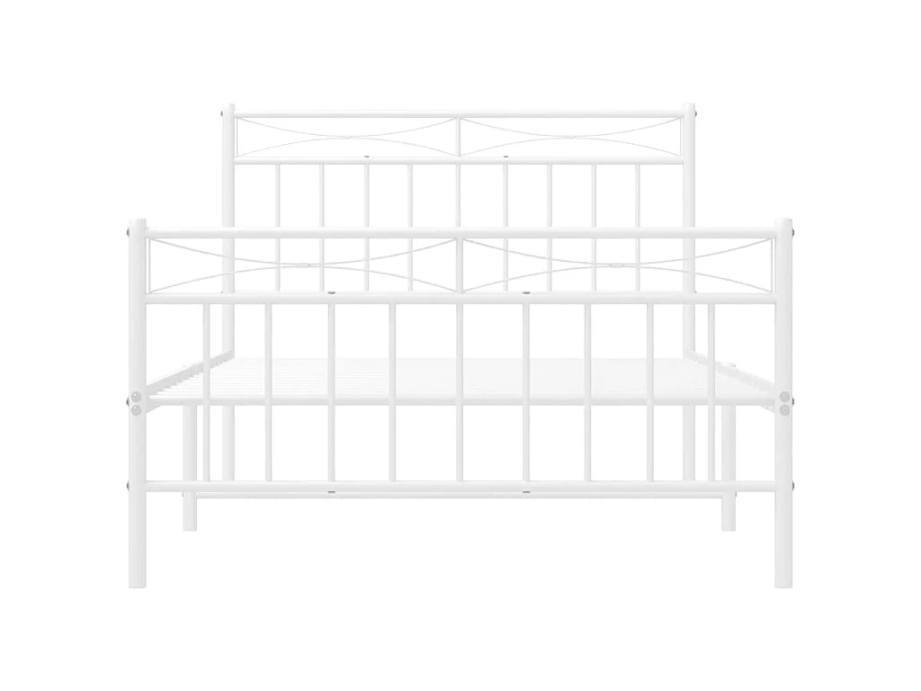 Cadre de lit métal sans matelas et pied de lit blanc 100x200 cm