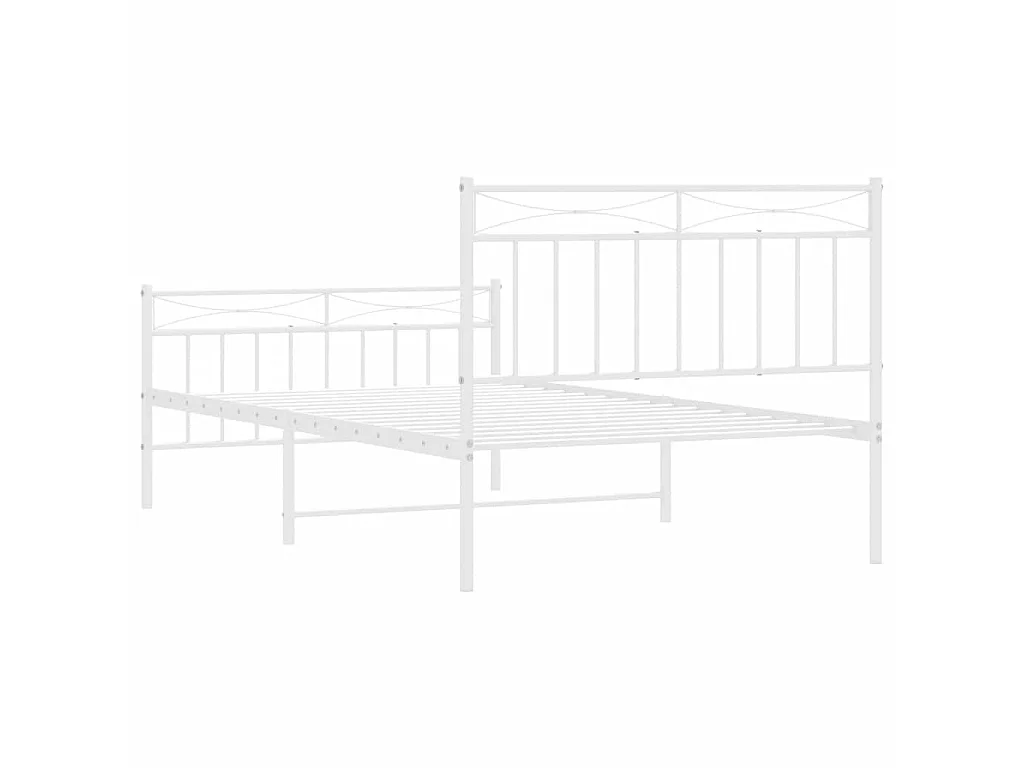 Cadre de lit métal sans matelas et pied de lit blanc 100x200 cm