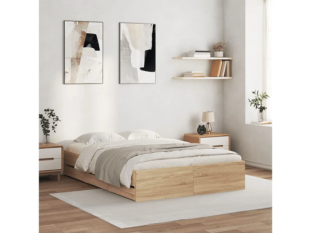 Giroletto Cassetti Rovere Sonoma 120x200 cm Legno Multistrato