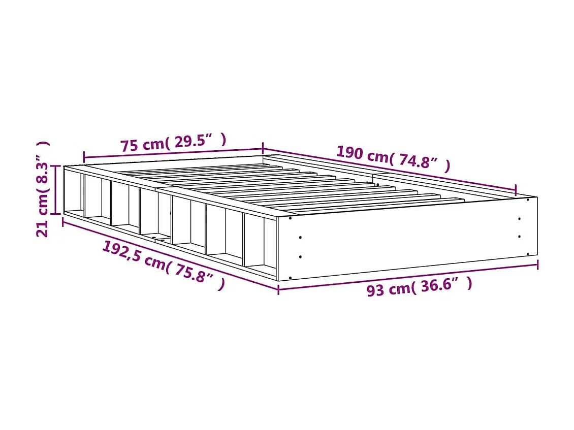 Massivholzbett ohne Matratze Wachsbraun 75x190 cm Kiefernholz