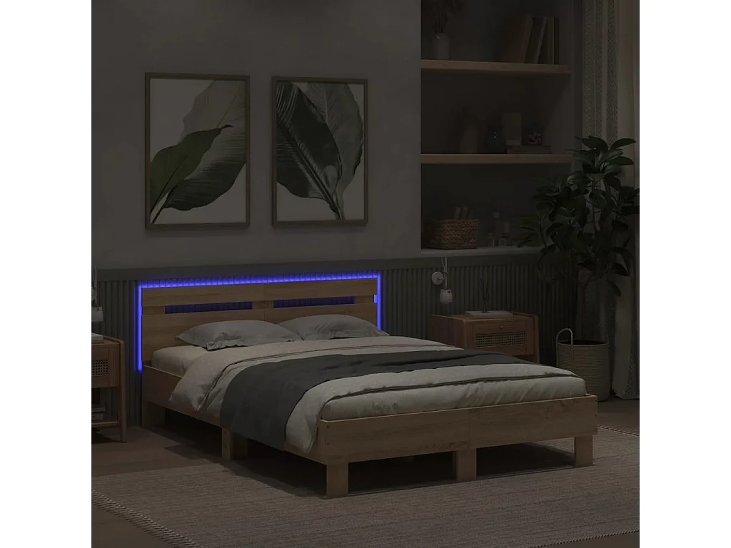 Cadre de lit avec LED sans matelas chêne sonoma 120x200 cm