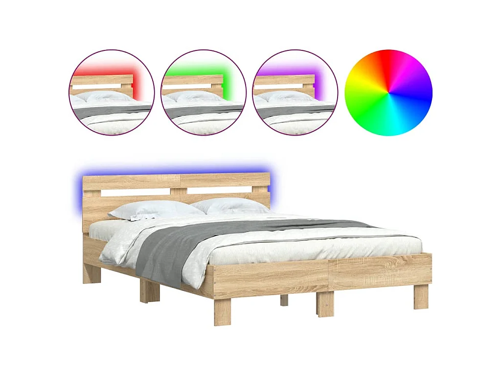 Cadre de lit avec LED sans matelas chêne sonoma 120x200 cm