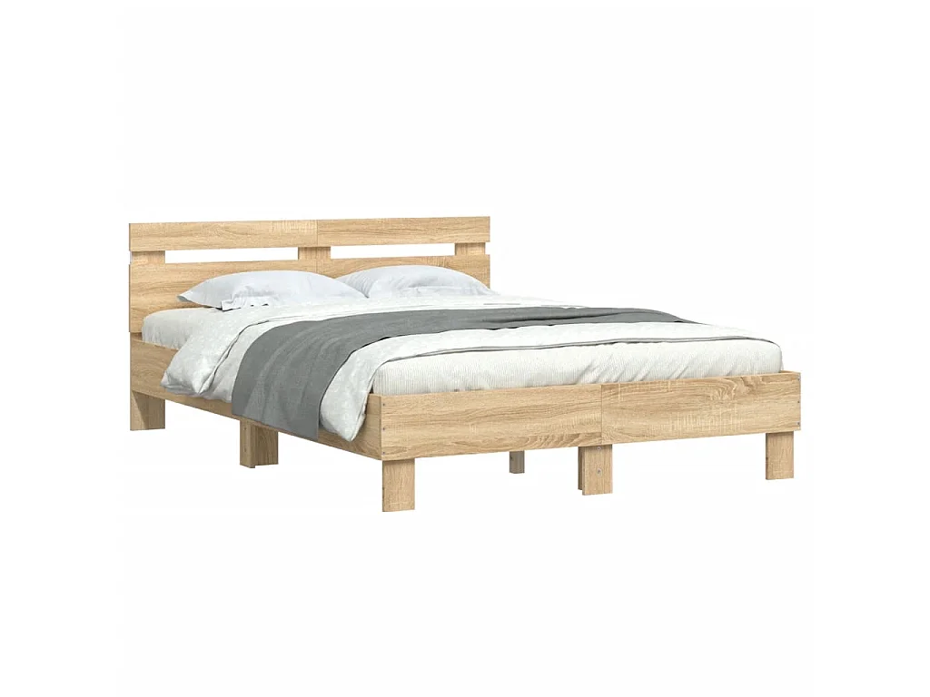 Cadre de lit avec LED sans matelas chêne sonoma 120x200 cm