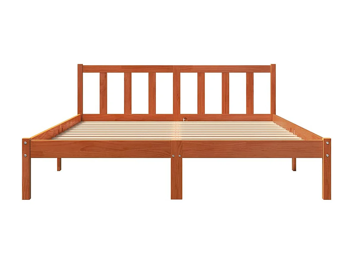 Cadre de lit sans matelas cire marron 160x200cm bois pin massif