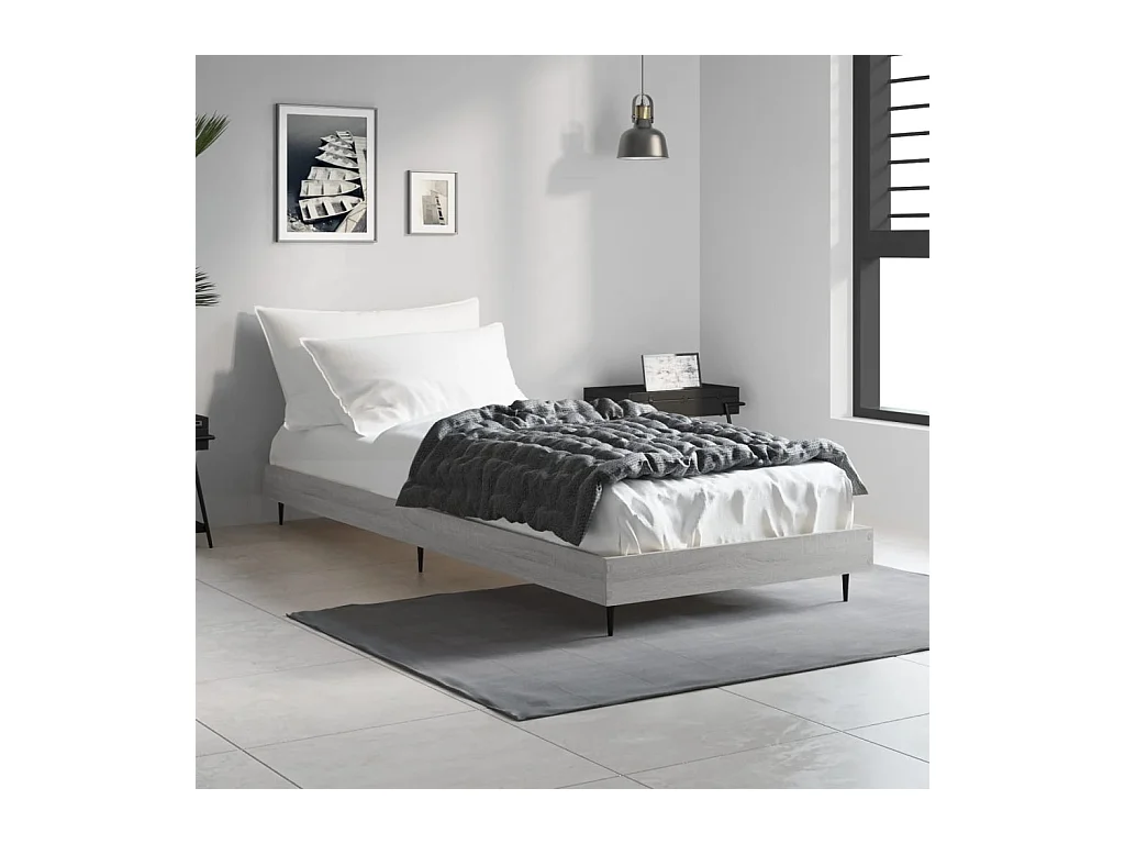 Cadre de lit sans matelas sonoma gris 75x190 cm