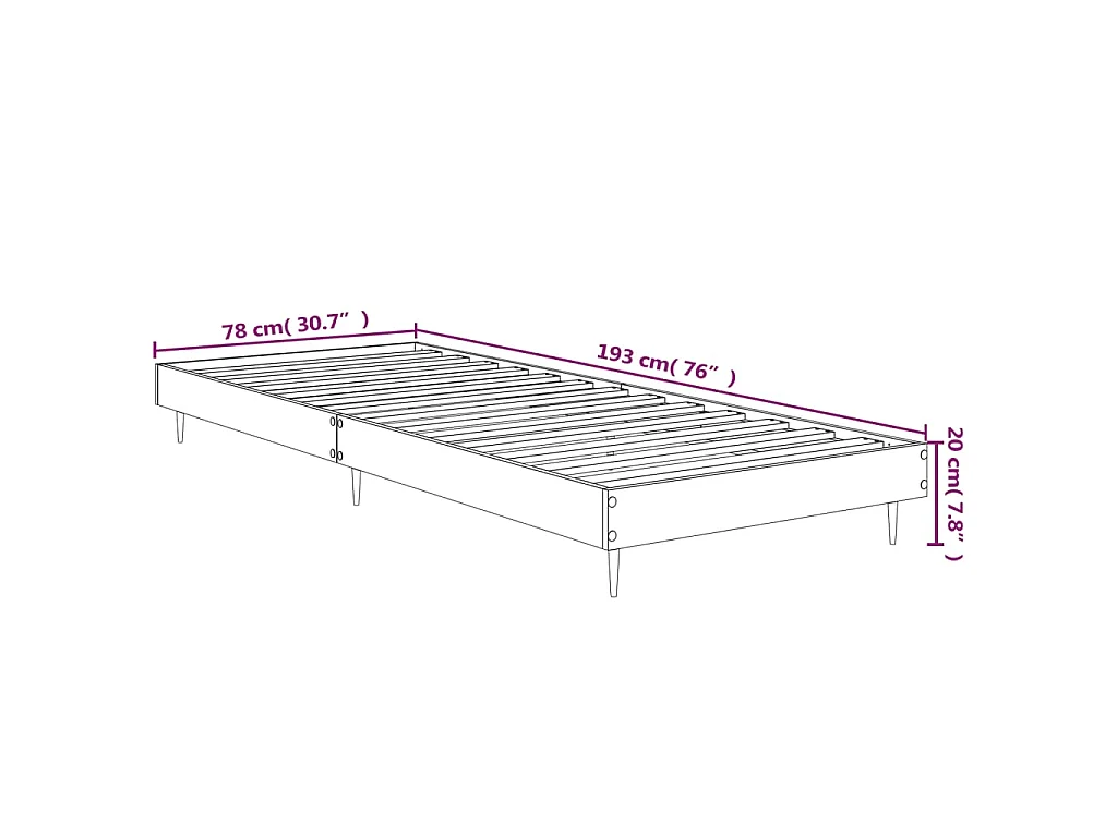 Cadre de lit sans matelas sonoma gris 75x190 cm