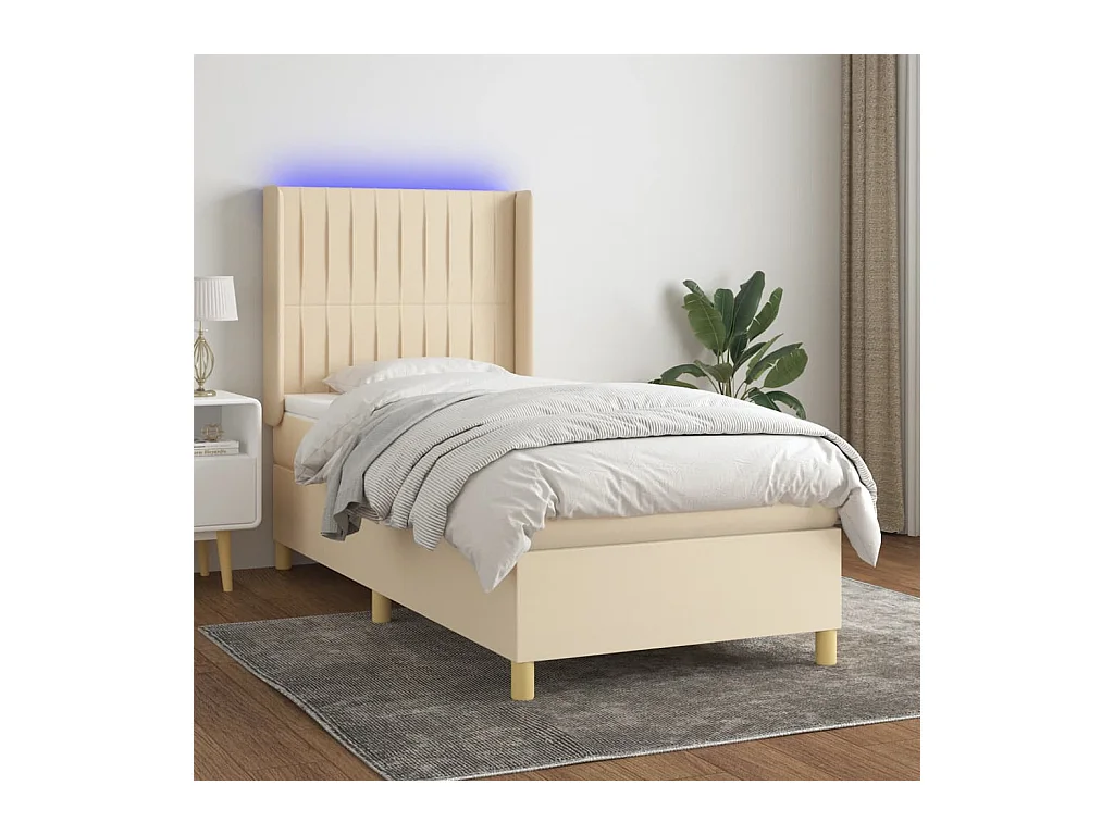 Boxspring met matras en LED stof crèmekleurig 80x200 cm