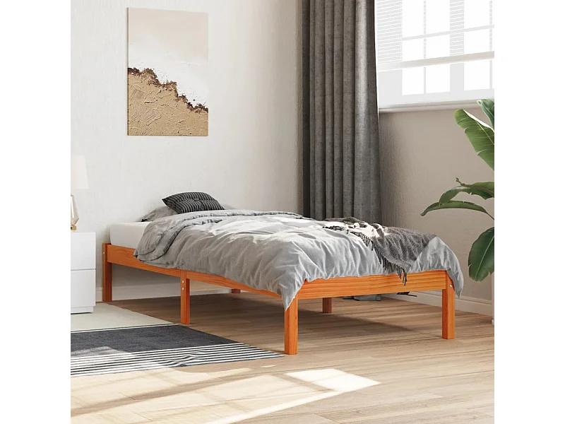 Cadre de lit sans matelas cire marron 90x200 cm bois pin massif