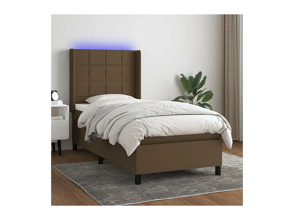 Sommier à lattes de lit matelas LED Marron foncé 80x200cm Tissu