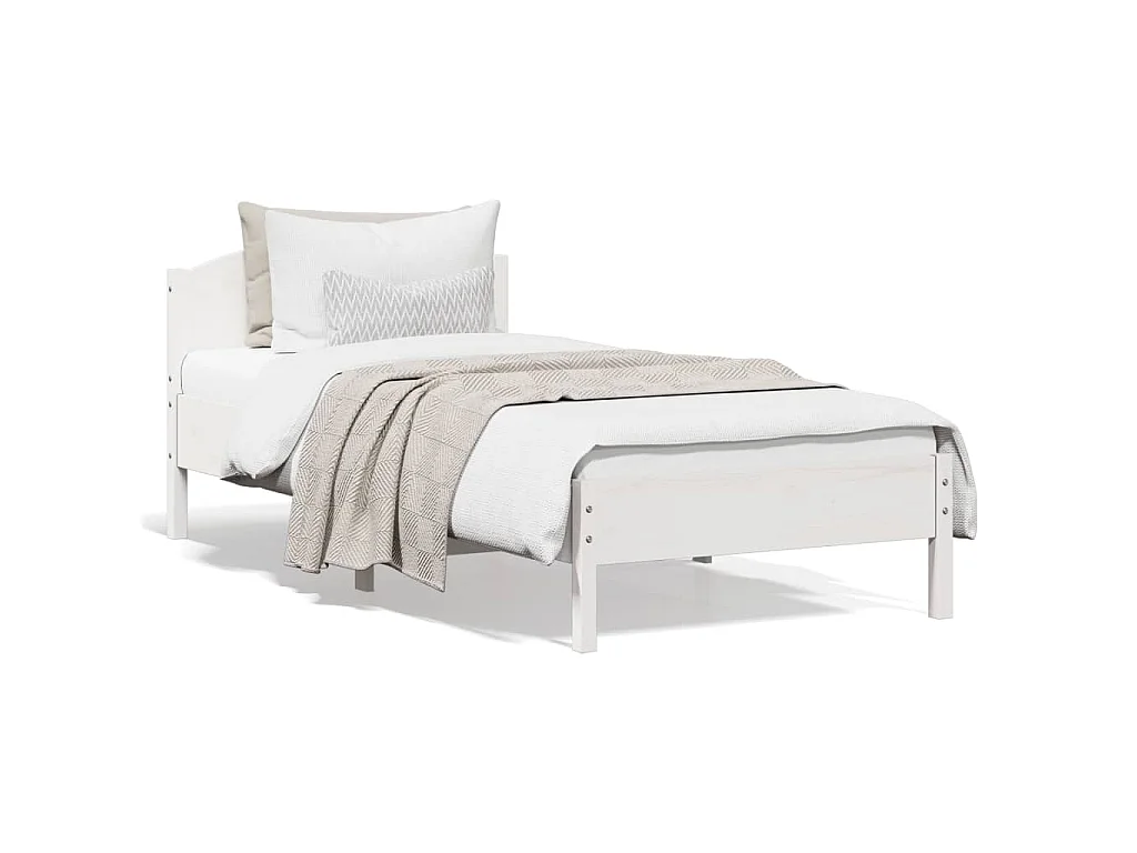 Cadre de lit sans matelas blanc 90x200 cm bois de pin massif