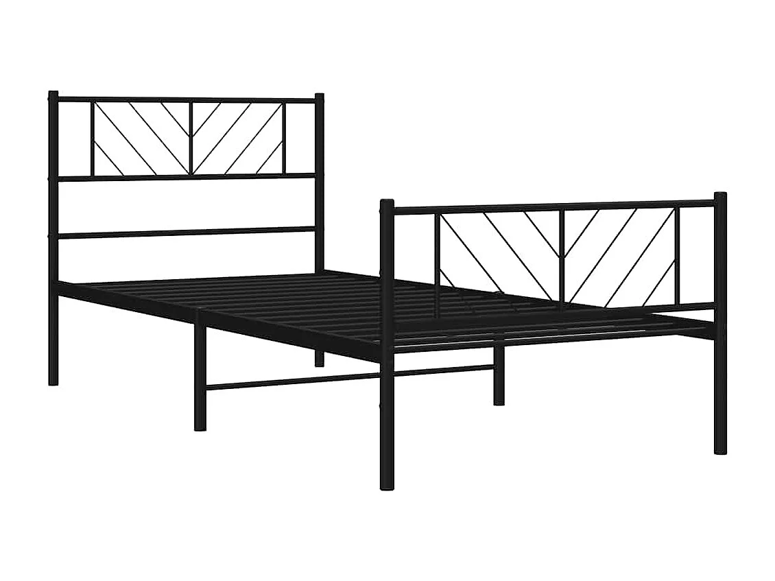 Cadre de lit métal sans matelas avec pied de lit noir 100x190cm