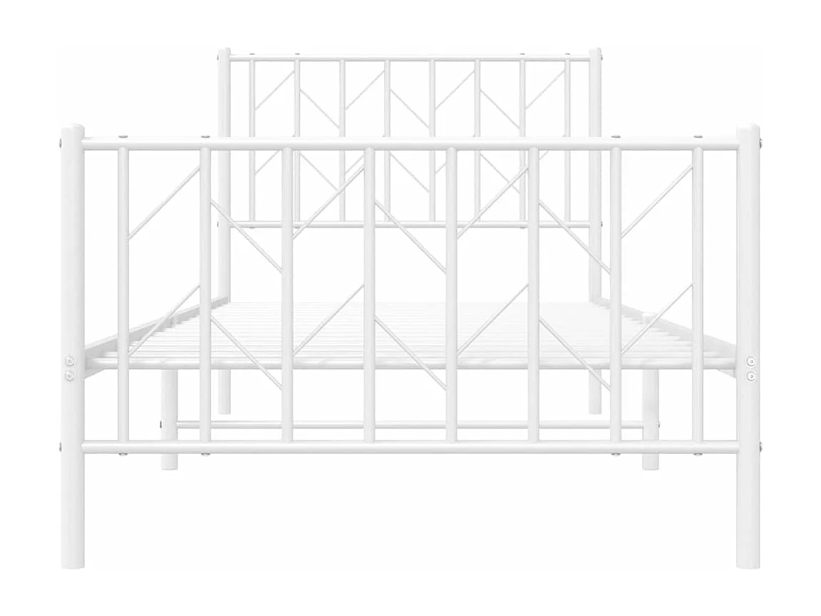 Bettgestell mit Kopf- und Fußteil Metall Weiß 90x200 cm