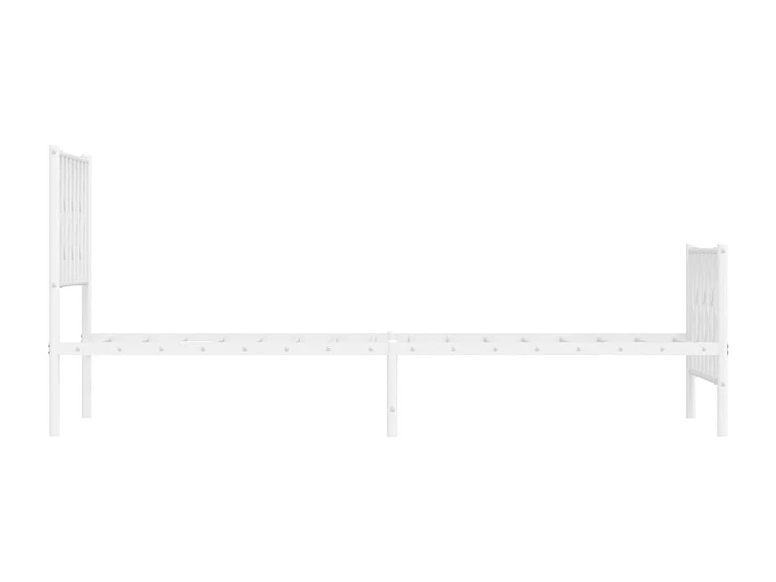 Cadre de lit métal sans matelas avec pied de lit blanc 90x200cm