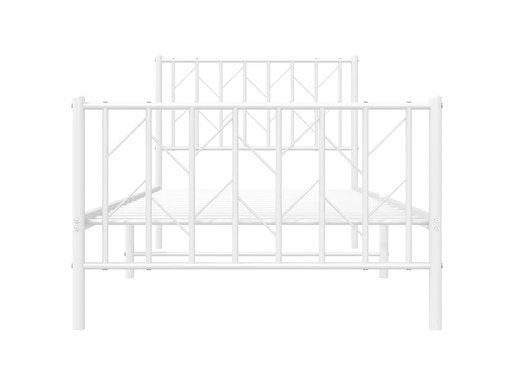 Cadre de lit métal sans matelas avec pied de lit blanc 90x200cm