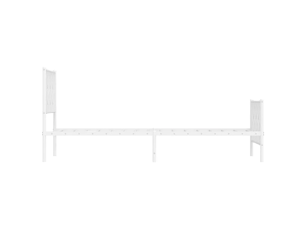 Cadre de lit métal sans matelas avec pied de lit blanc 90x200cm