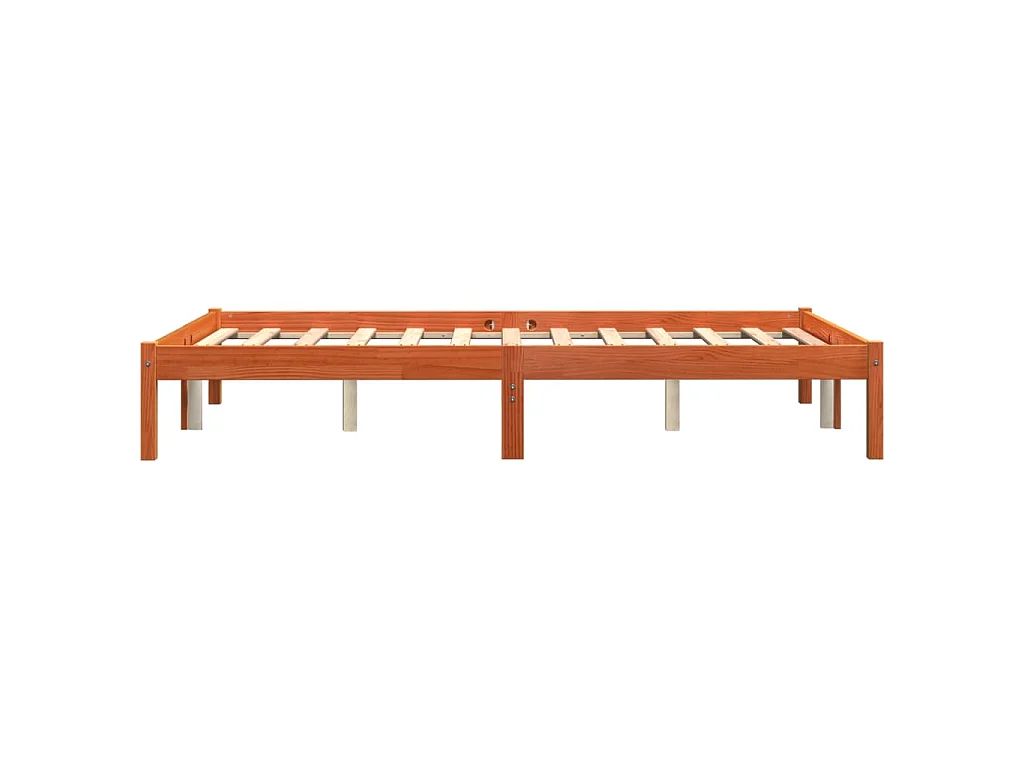 Cadre de lit sans matelas cire marron 140x200cm bois pin massif