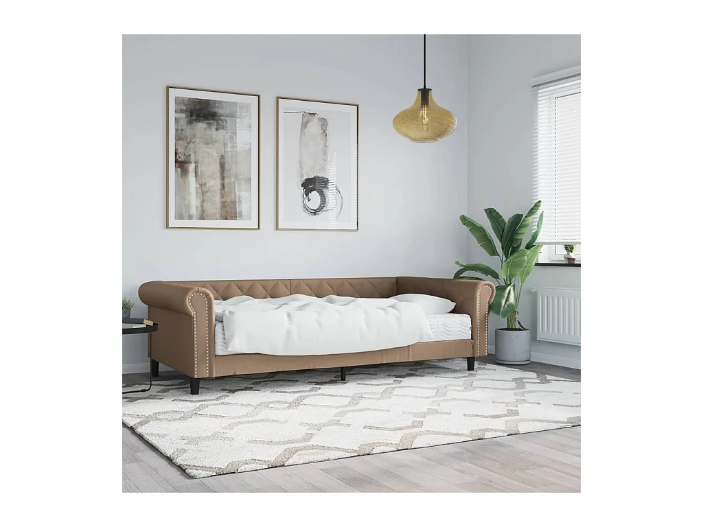 Lit de jour avec matelas cappuccino 90x200 cm similicuir