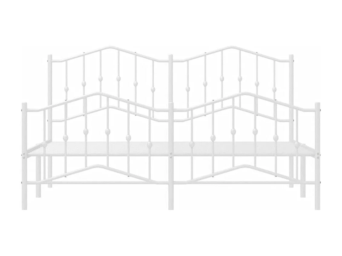 Cadre de lit métal sans matelas et pied de lit blanc 160x200 cm