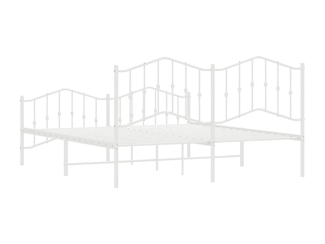 Cadre de lit métal sans matelas et pied de lit blanc 160x200 cm
