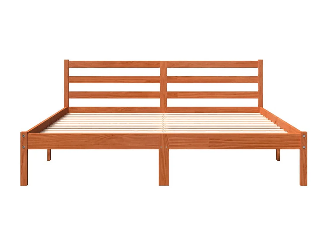 Cadre de lit sans matelas cire marron 180x200cm bois pin massif