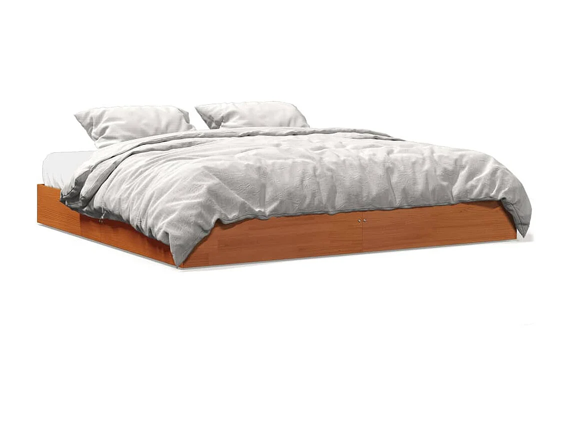 Cadre de lit sans matelas cire marron 200x200cm bois pin massif