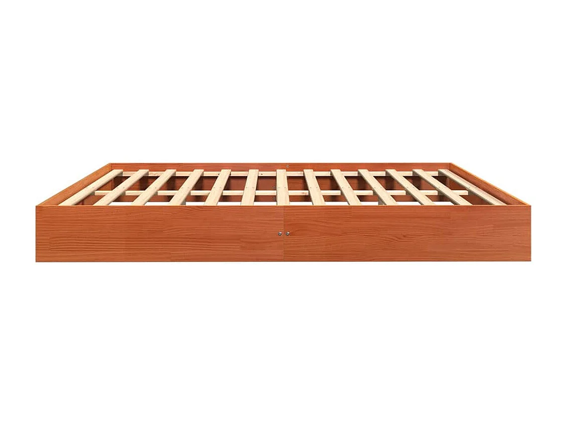 Cadre de lit sans matelas cire marron 200x200cm bois pin massif