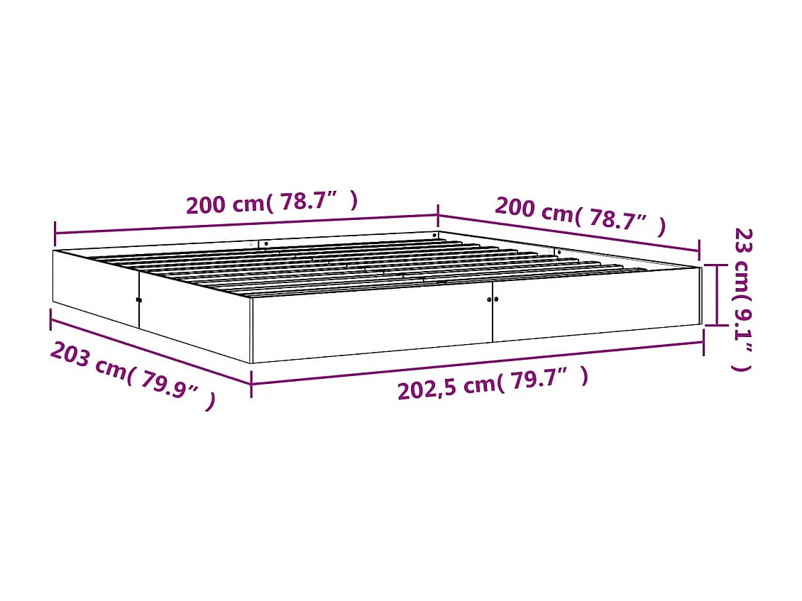 Cadre de lit sans matelas cire marron 200x200cm bois pin massif