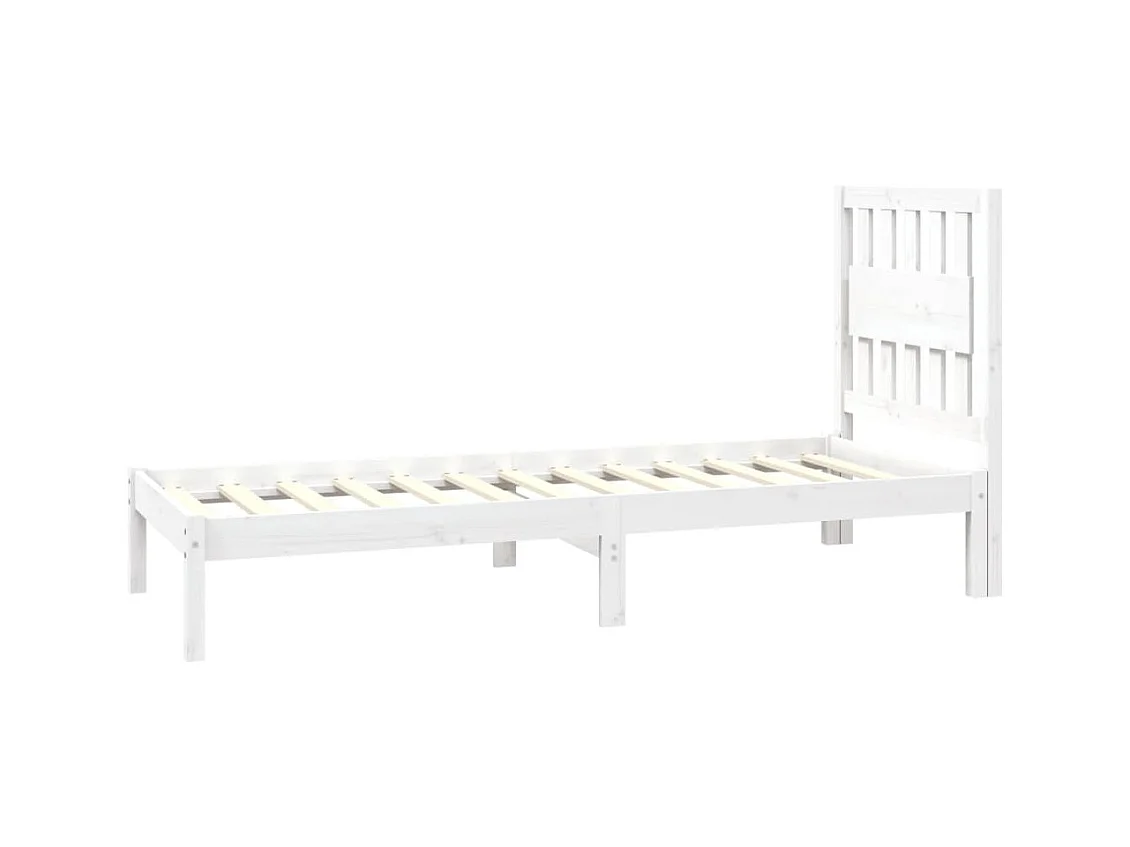 Cadre de lit sans matelas blanc bois massif