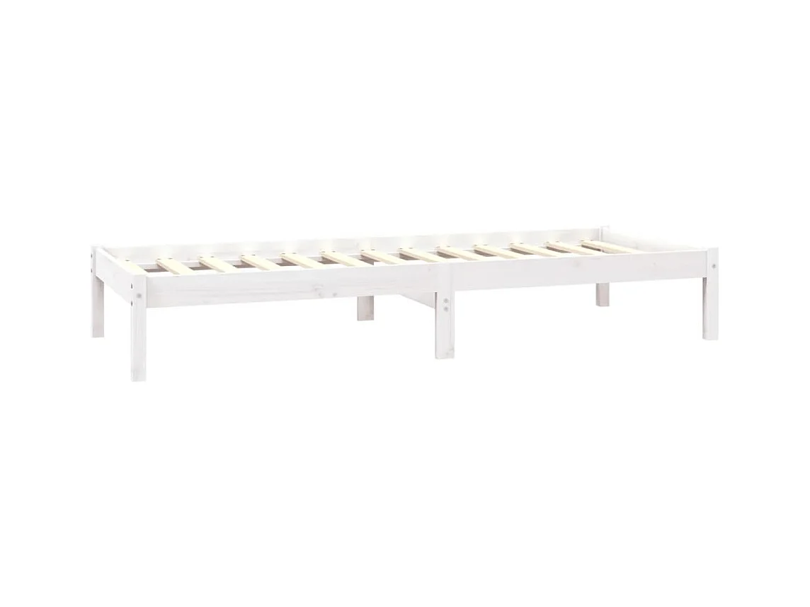 Cadre de lit sans matelas blanc bois massif