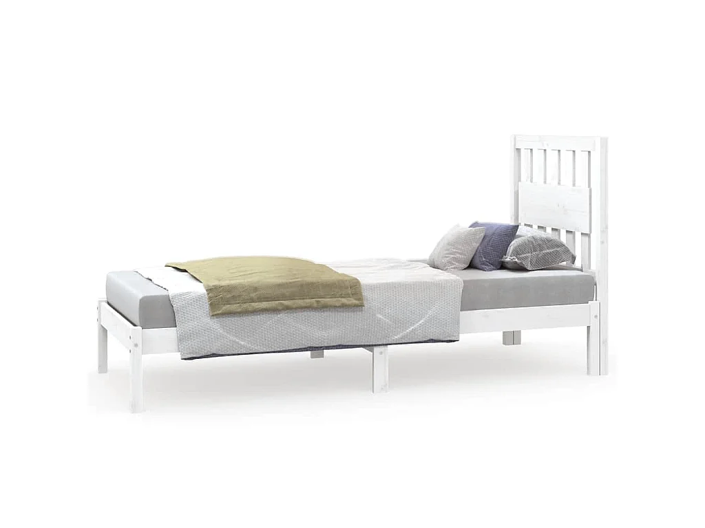 Cadre de lit sans matelas blanc bois massif