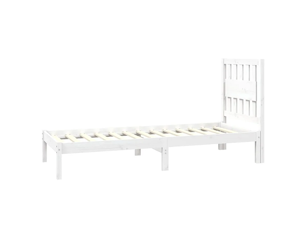 Cadre de lit sans matelas blanc bois massif