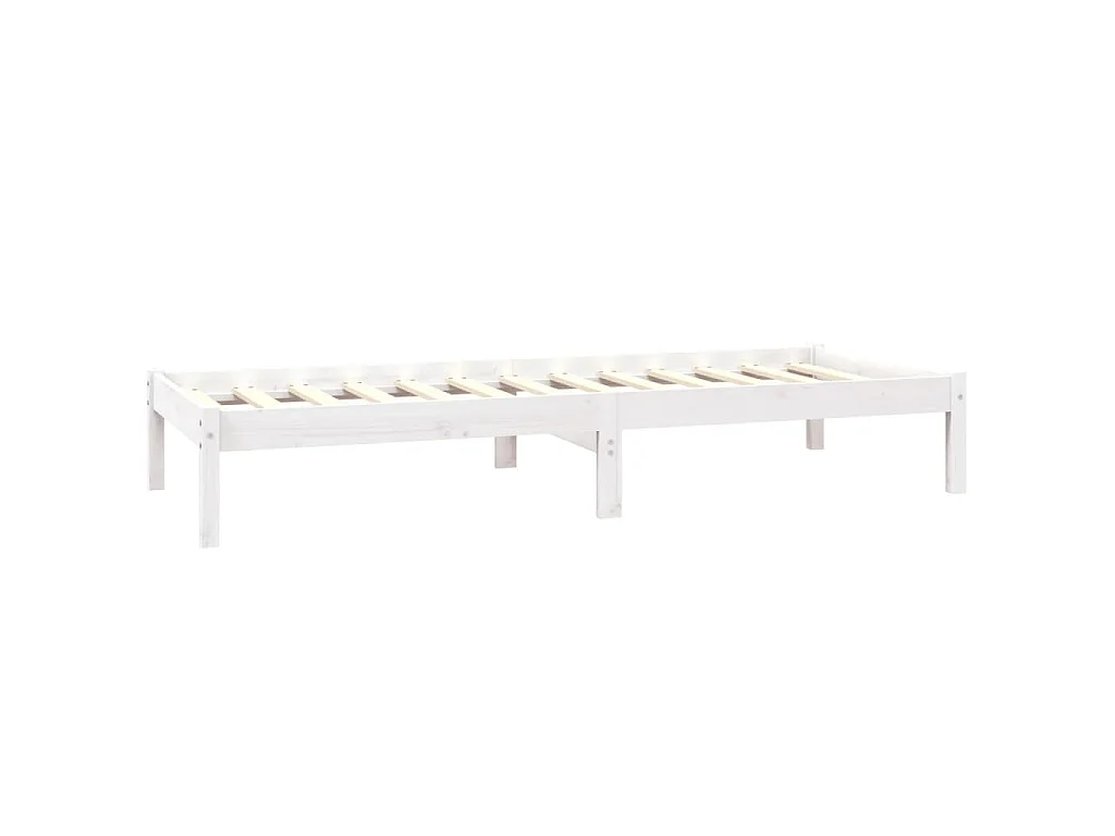 Cadre de lit sans matelas blanc bois massif