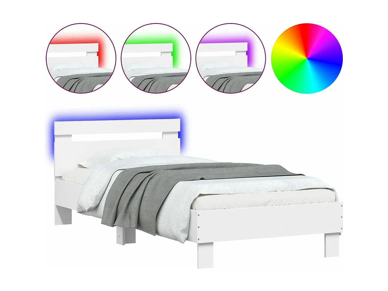 Cadre de lit sans matelas avec lumières LED blanc 90x200 cm