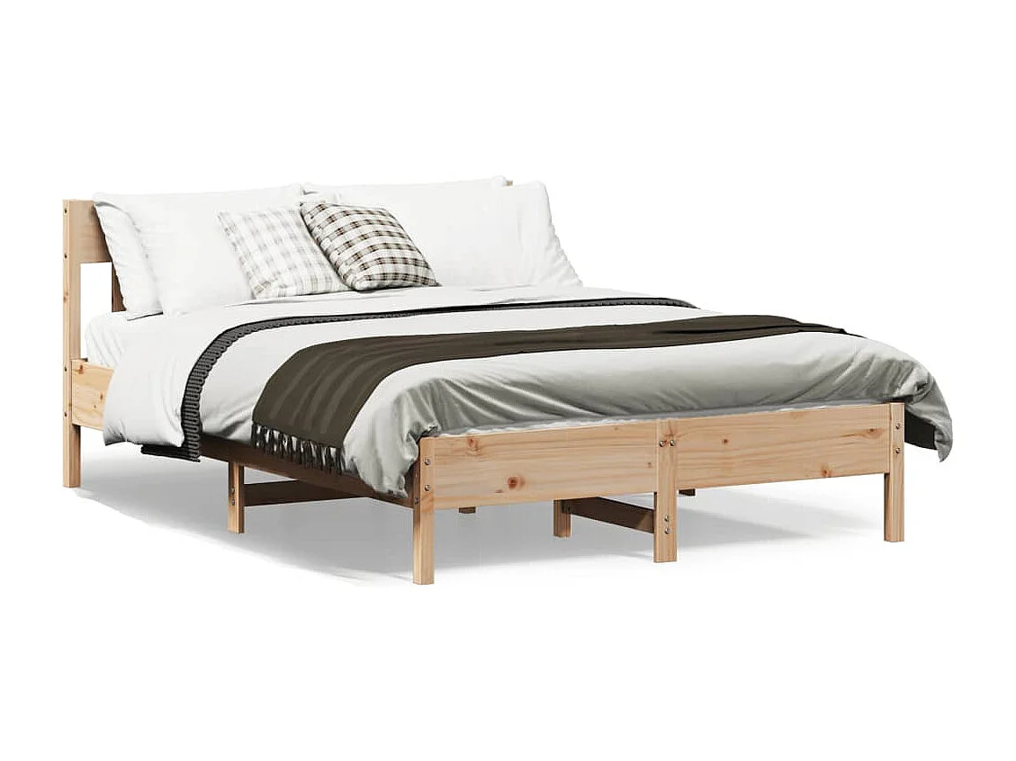 Letto senza Materasso 140x190 cm in Legno Massello di Pino