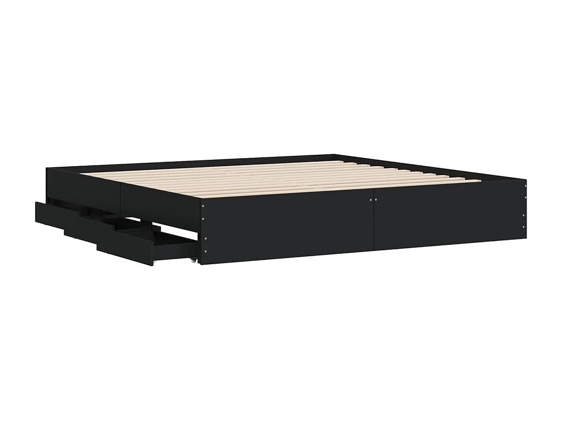 Bedframe met lades bewerkt hout zwart 180x200 cm