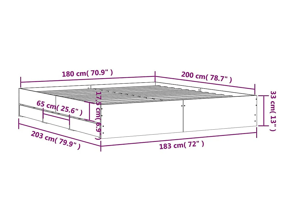 Bettgestell mit Schubladen Schwarz 180x200 cm Holzwerkstoff