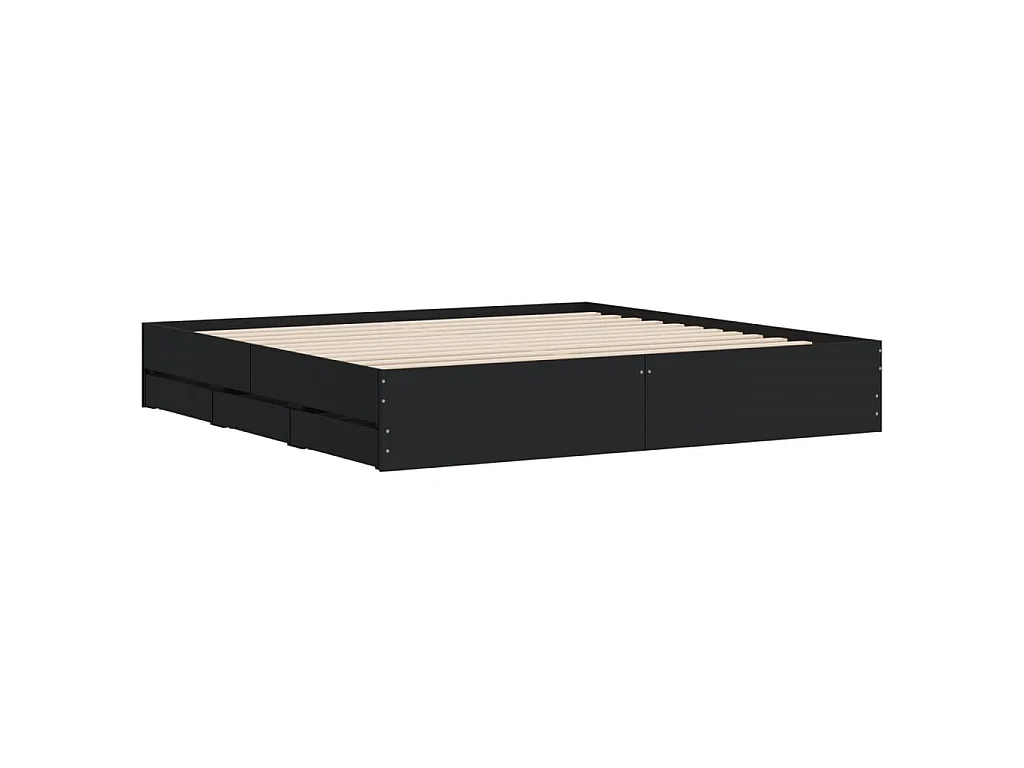 Cadre de lit avec tiroirs sans matelas noir 180x200 cm
