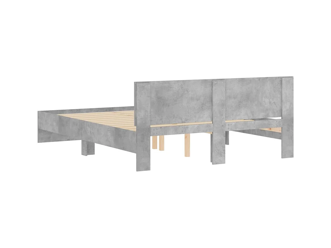 Bedframe met hoofdeinde betongrijs 140x190 cm