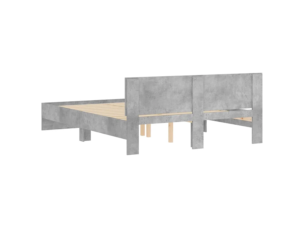 Estrutura de cama com cabeceira 140x190 cm cinzento cimento