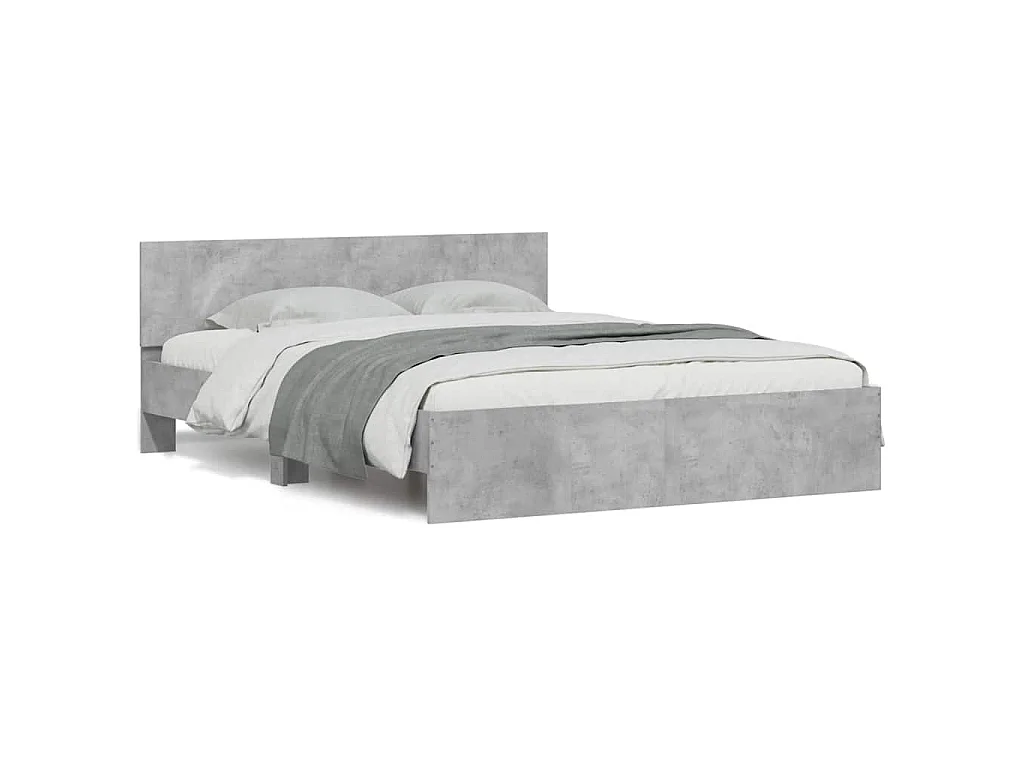 Estrutura de cama com cabeceira 140x190 cm cinzento cimento