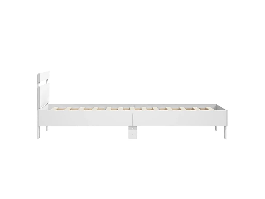 Bedframe met hoofdbord bewerkt hout wit 90x200 cm