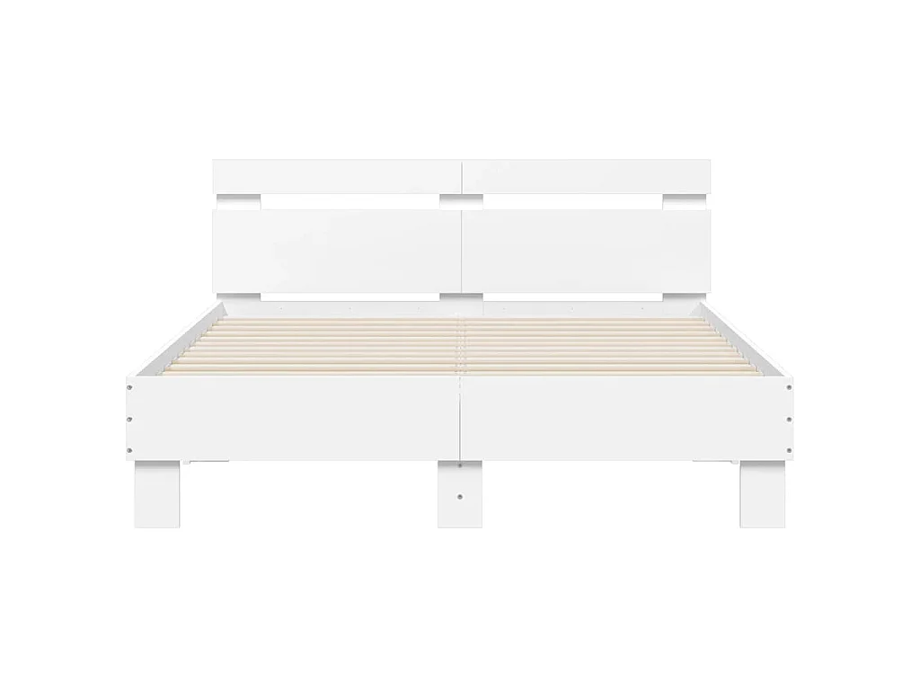 Bettgestell mit Kopfteil LED-Beleuchtung Weiß 120x200 cm