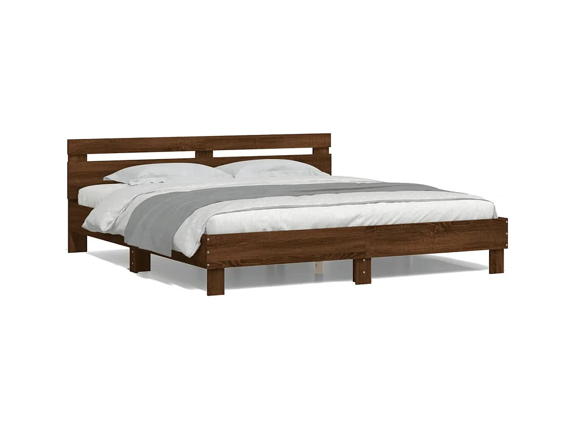 Cadre de lit avec LED sans matelas chêne marron 160x200 cm