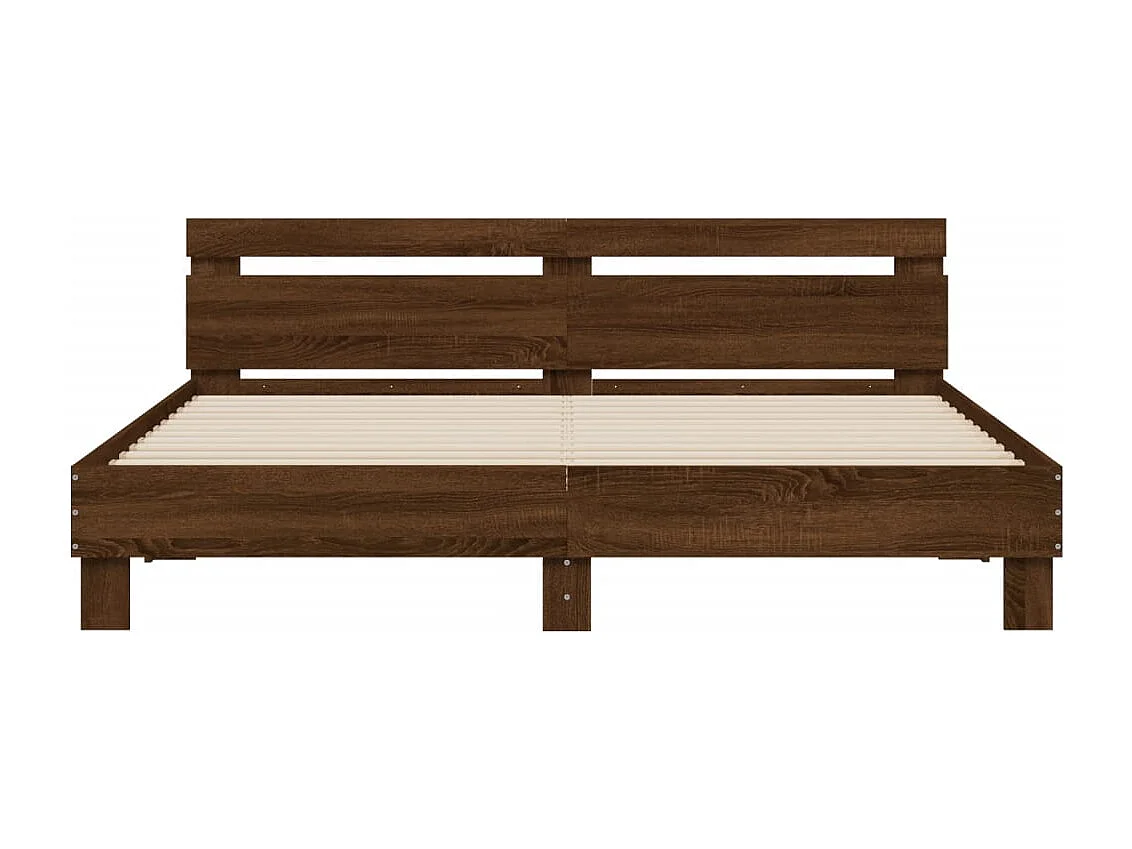 Bedframe met hoofdeinde en LED bruin eikenkleur 160x200 cm