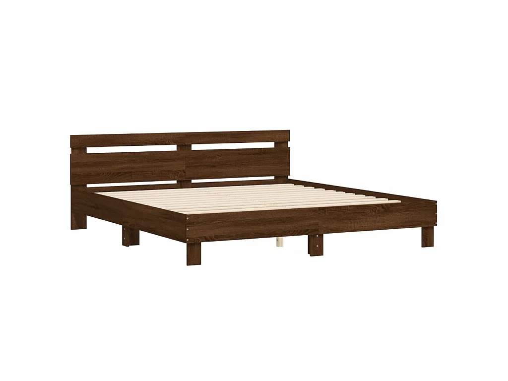 Cadre de lit avec LED sans matelas chêne marron 160x200 cm