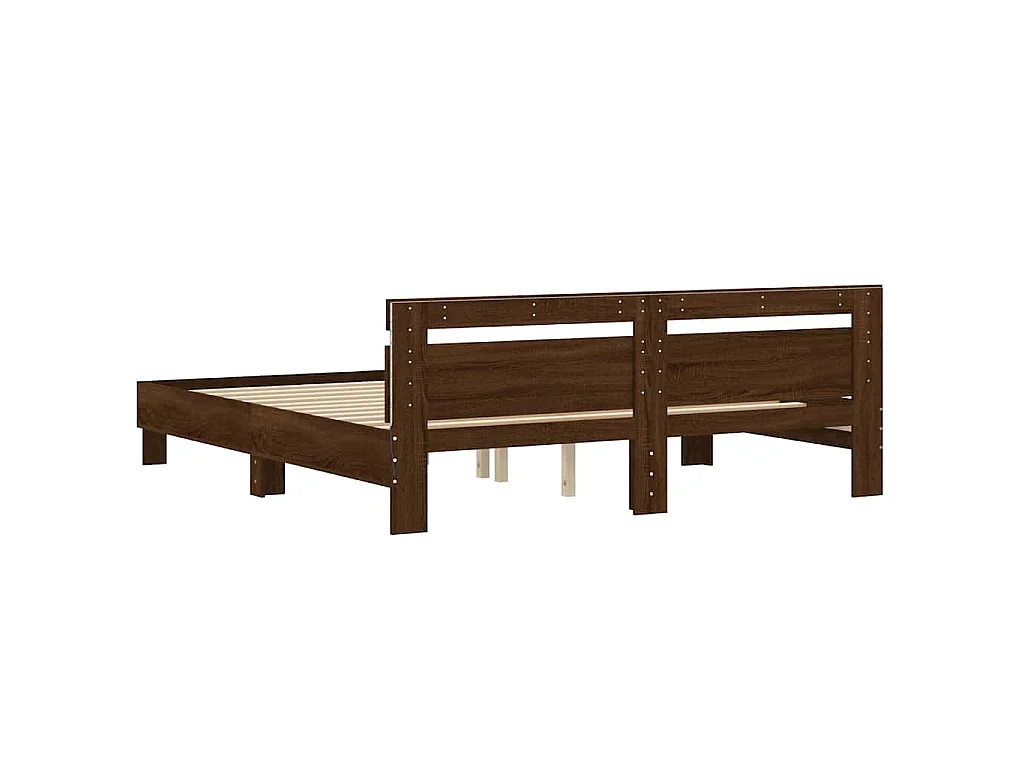 Cadre de lit avec LED sans matelas chêne marron 160x200 cm